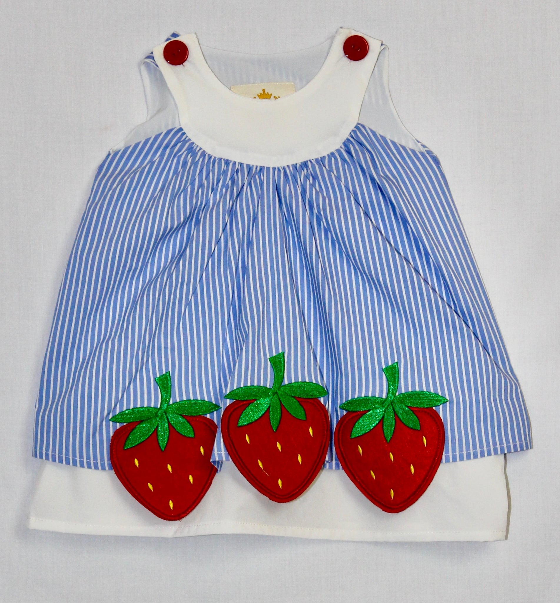 Blue and White Stripe Strawberry York Dress