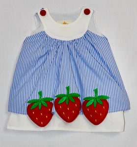 Blue and White Stripe Strawberry York Dress