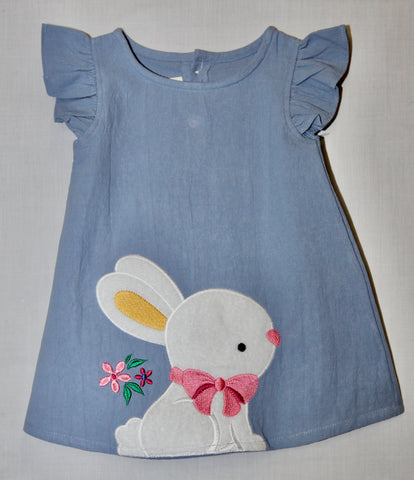 Blue Bunny Swing Dress with Angel Sleeves