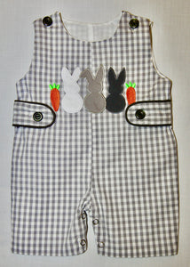 Grey Gingham Bunny Romper