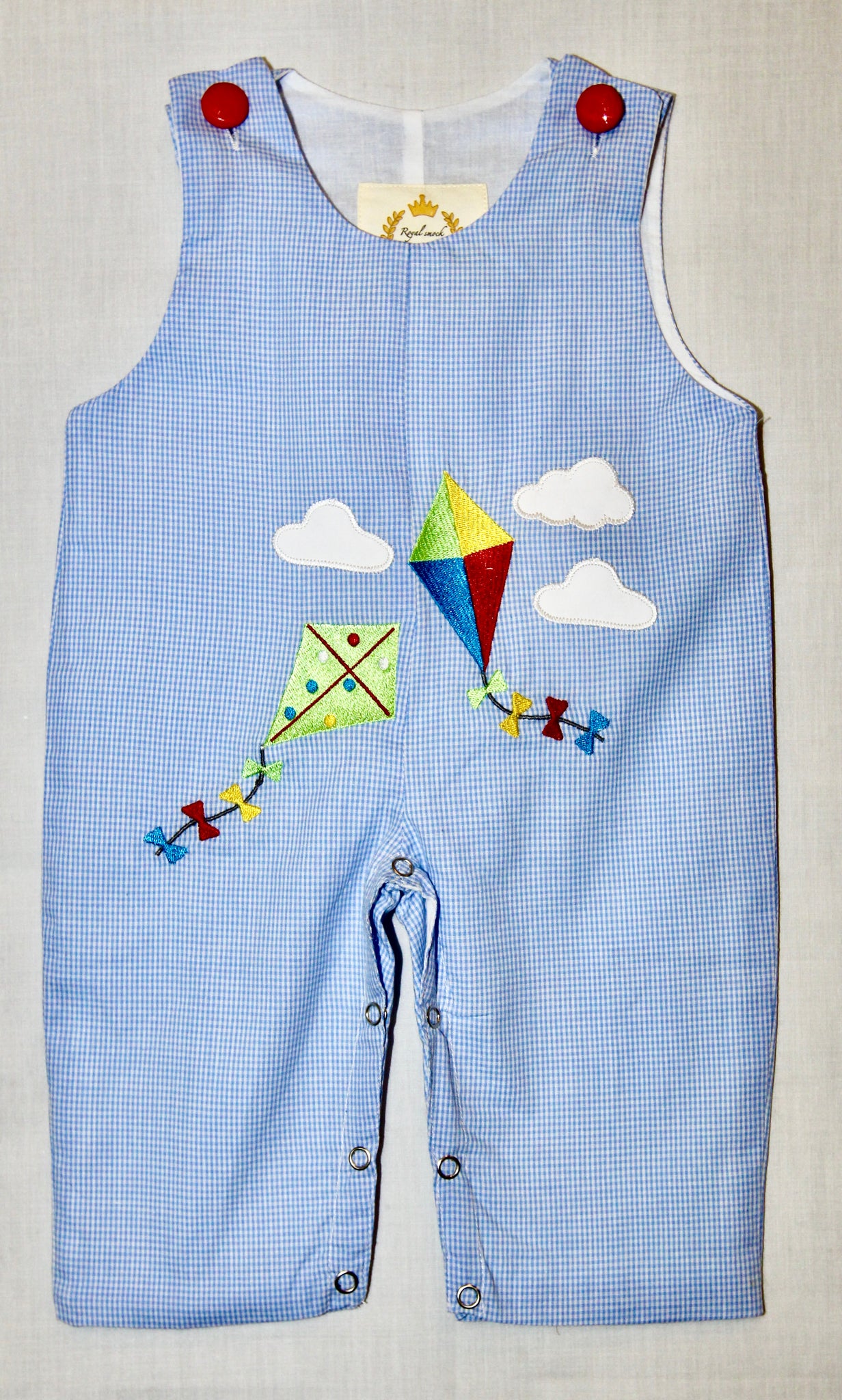 Light Blue Gingham Flying Kite Longall