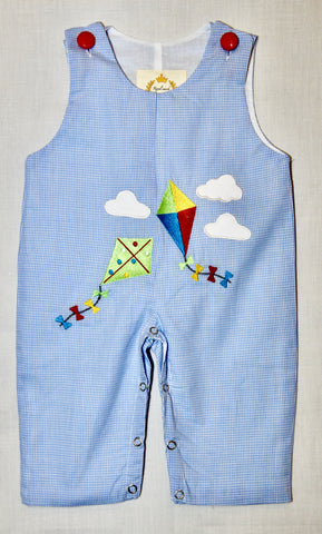 Light Blue Gingham Flying Kite Longall