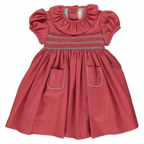 Sangria Hand Smocked Pocket Dress