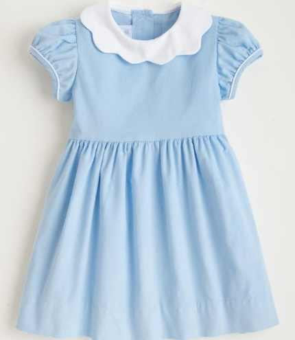 Light Blue Dress with Contrasting White Scalloped Collar