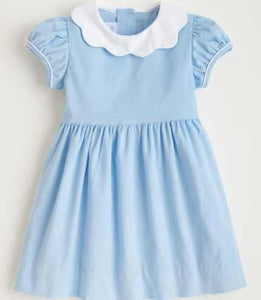 Light Blue Dress with Contrasting White Scalloped Collar