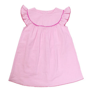 Pink Seersucker York Collar Dress