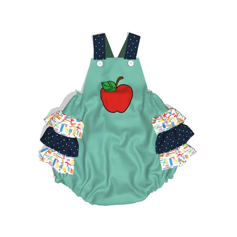 Green Apple Ruffle Bubble Romper