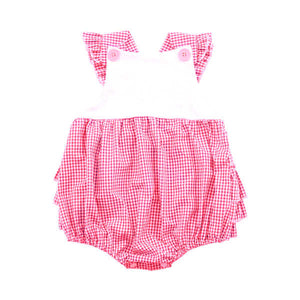 Pink Gingham Ruffle Bubble Romper