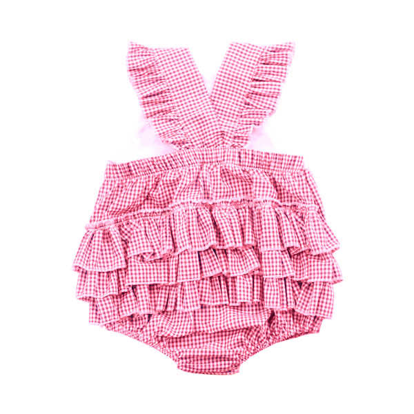 Pink Gingham Ruffle Bubble Romper