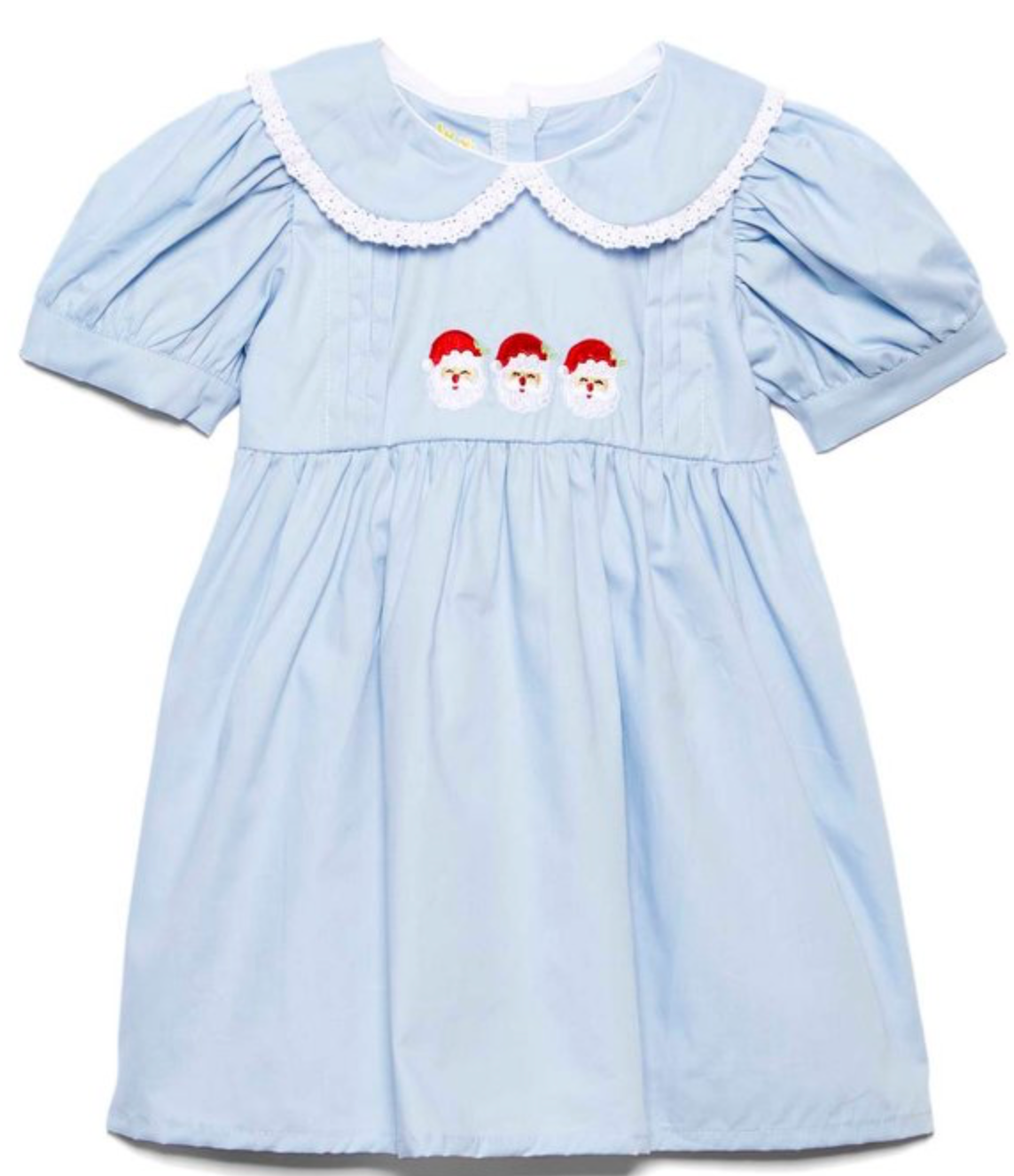 Light blue Peter-Pan collar Santa embroidery baby doll dress