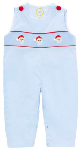 light blue hand-smocked Santa longalls