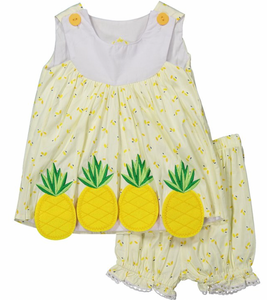 Light yellow Pineapple York tunic Top and Bloomer Set