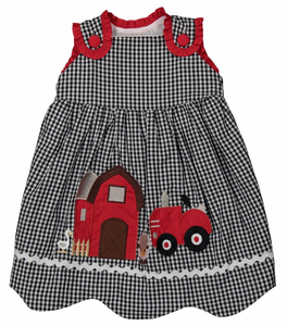 Black gingham farm A-line dress