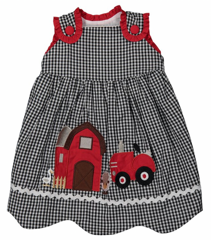 Black gingham farm A-line dress