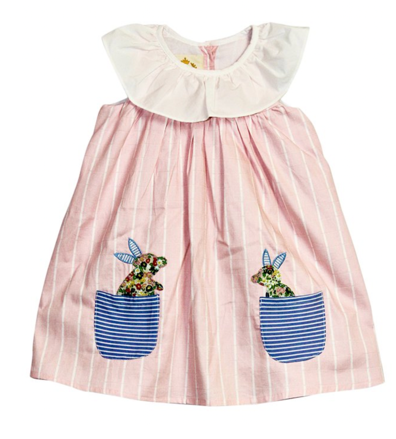 Pink and White Plaid Bunny Pocketed Swing Dress