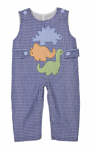 Dark blue gingham dinosaur Longall