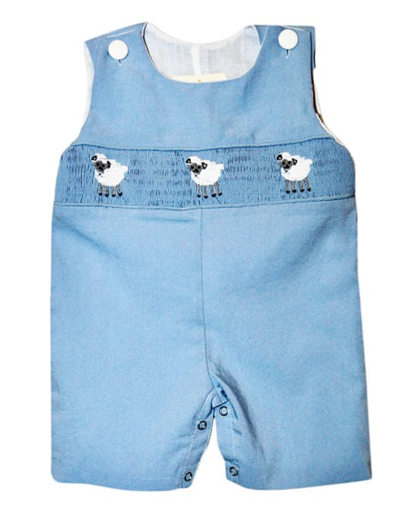 Light Blue Lamb Hand-Smocked Shortalls